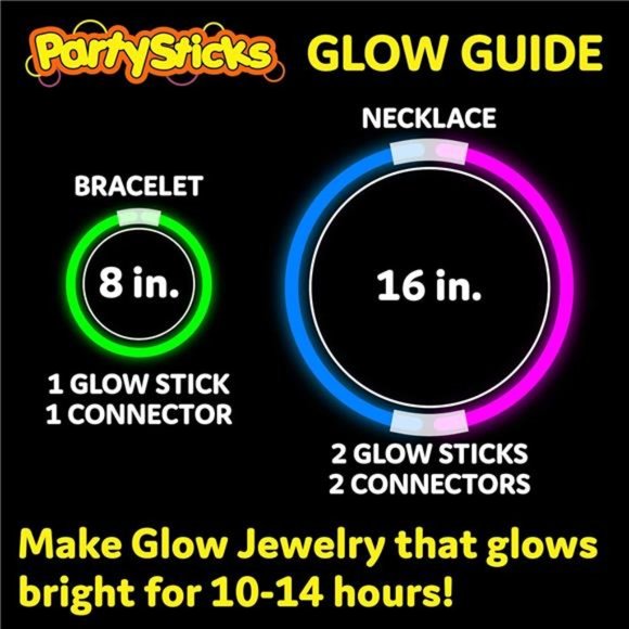 Glow Sticks Party Favors 100pk -8"Glow in the Dark Party Supplies, Light Sticks - Picture 4 of 7